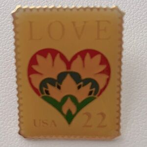 Vintage US Postal Service Love Heart Stamp Pin